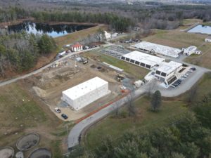 Aerial view of construction at the new water treatment plant